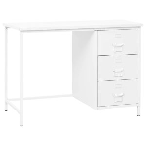 Industrial Desk with Drawers 105x52x75 cm Steel – White
