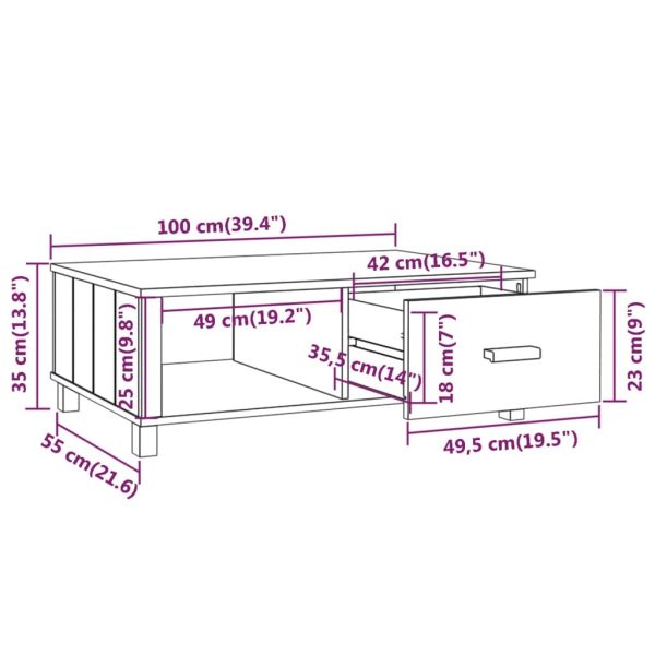 Coffee Table 100x55x35 cm Solid Wood Pine – White