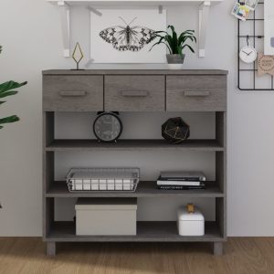Console Table 90x35x90 cm Solid Wood Pine – Light Grey