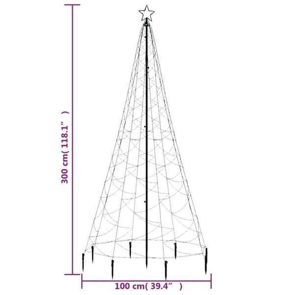 Christmas Tree with Metal Post LEDs – 300×100 cm, Blue