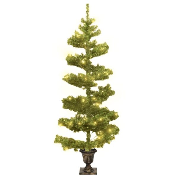 Swirl Christmas Tree with Pot and LEDs PVC