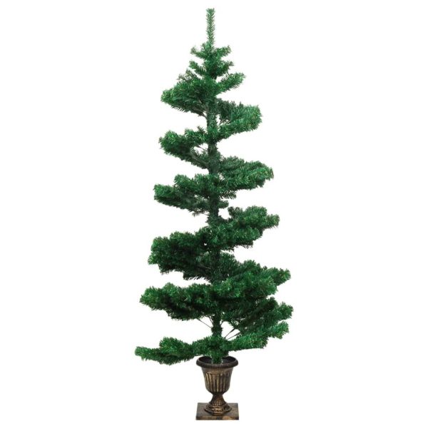 Swirl Christmas Tree with Pot and LEDs PVC – 120×65 cm, Green