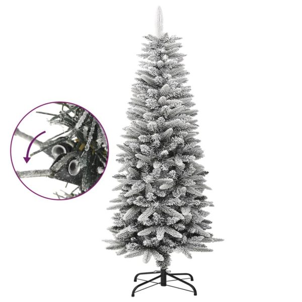 Artificial Slim Christmas Tree with Flocked Snow PVC&PE – 120×48 cm