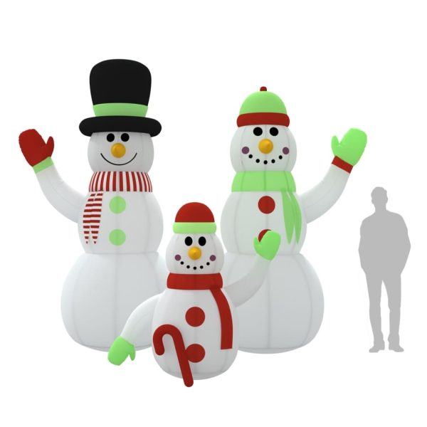 Inflatable Snowman Family with LEDs – 360 cm