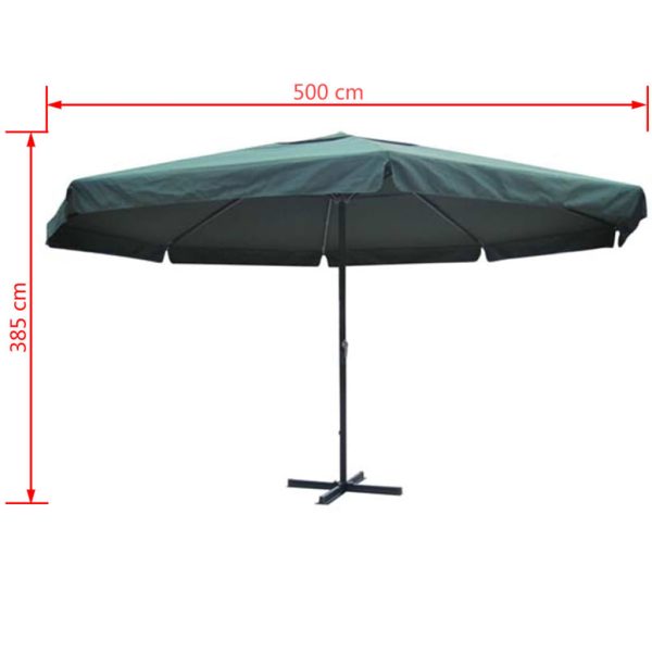 Parasol Samos 500 cm Aluminium – 500 cm, Green