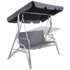 Outdoor Hanging Rattan Swing Bench with a Canopy Black