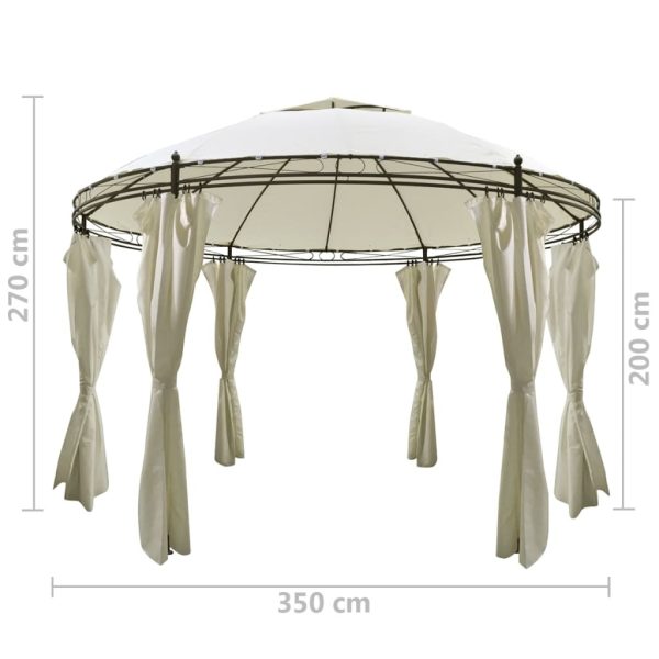 Round Gazebo with Curtains 3.5 x 2.7 m – Cream White