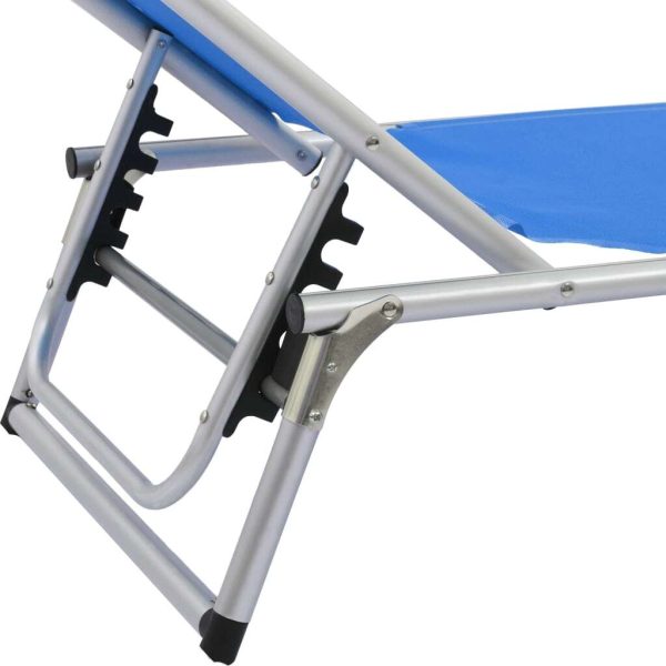 Folding Sun Lounger with Roof Aluminium and Textilene – Blue