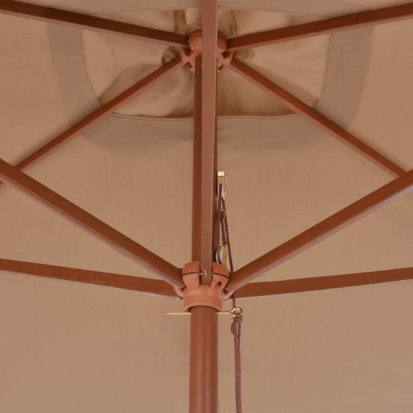 Parasol 200×300 cm Wooden Pole – Taupe