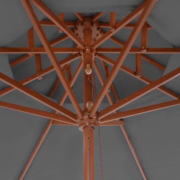 Double Decker Parasol 270×270 cm Wooden Pole – Anthracite