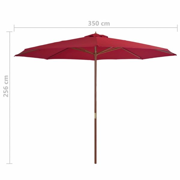 Outdoor Parasol with Wooden Pole 350 cm – Burgundy