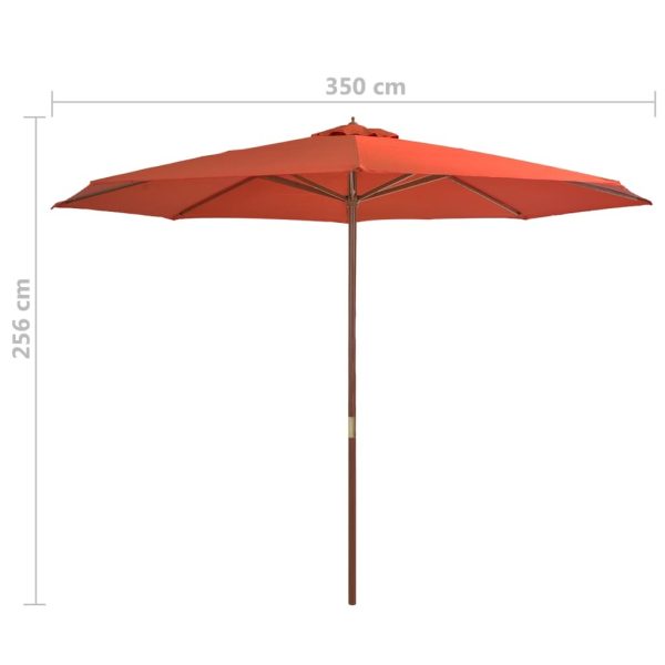 Outdoor Parasol with Wooden Pole 350 cm – Terracotta