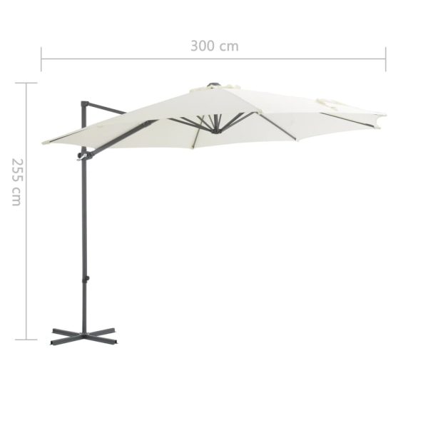 Cantilever Umbrella with Steel Pole – 300×255 cm, Sand