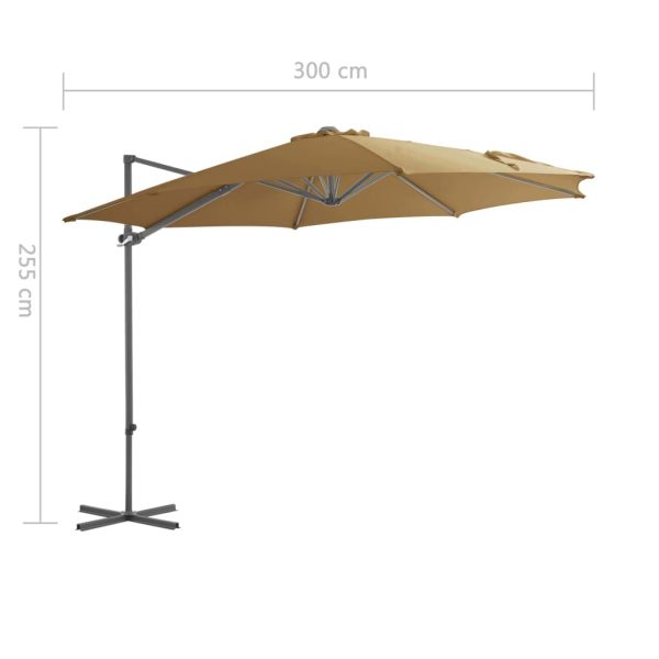 Cantilever Umbrella with Steel Pole – 300×255 cm, Taupe