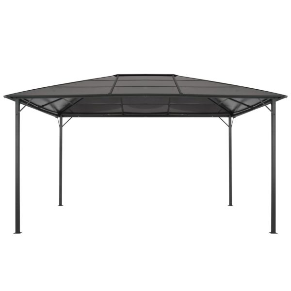 Gazebo with Roof Aluminium Black – 4×3 m