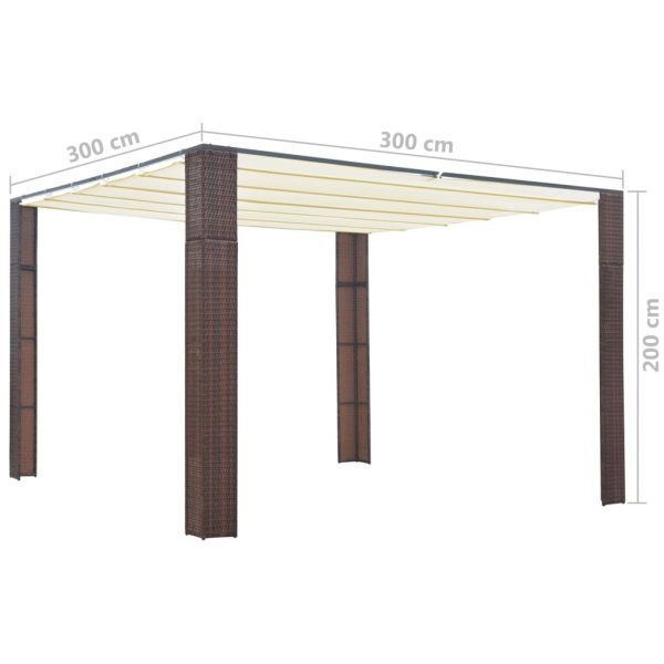 Gazebo with Roof Poly Rattan – 300x300x200 cm, Brown and Cream