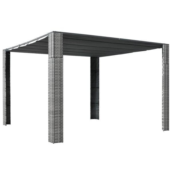 Gazebo with Roof Poly Rattan – 300x300x200 cm, Grey and Anthracite