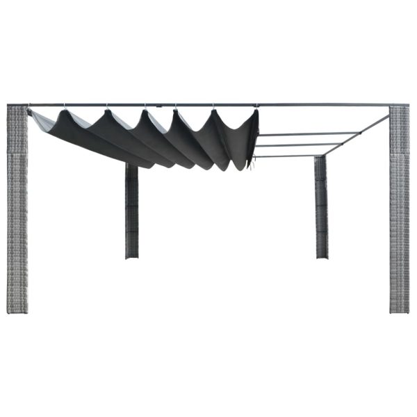 Gazebo with Roof Poly Rattan – 400x400x200 cm, Grey and Anthracite