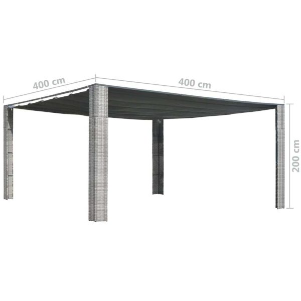 Gazebo with Roof Poly Rattan – 400x400x200 cm, Grey and Anthracite