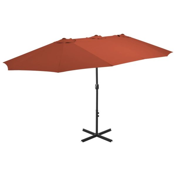 Outdoor Parasol with Aluminium Pole 460×270 cm – Terracotta