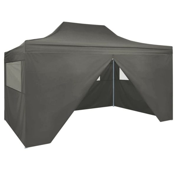 Foldable Tent Pop-Up with 4 Side Walls 3×4.5 m – Anthracite