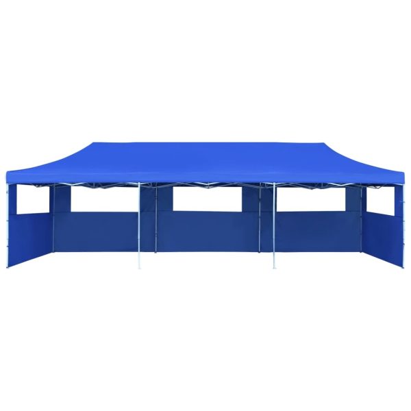 Folding Pop-up Party Tent with 5 Sidewalls 3×9 m – Blue