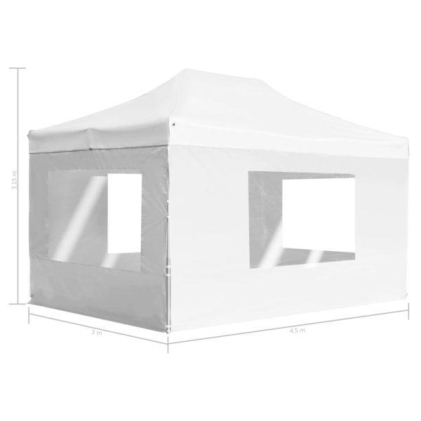 Professional Folding Party Tent with Walls Aluminium – 4.5×3 m, White