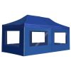 Professional Folding Party Tent with Walls Aluminium – 6×3 m, Blue