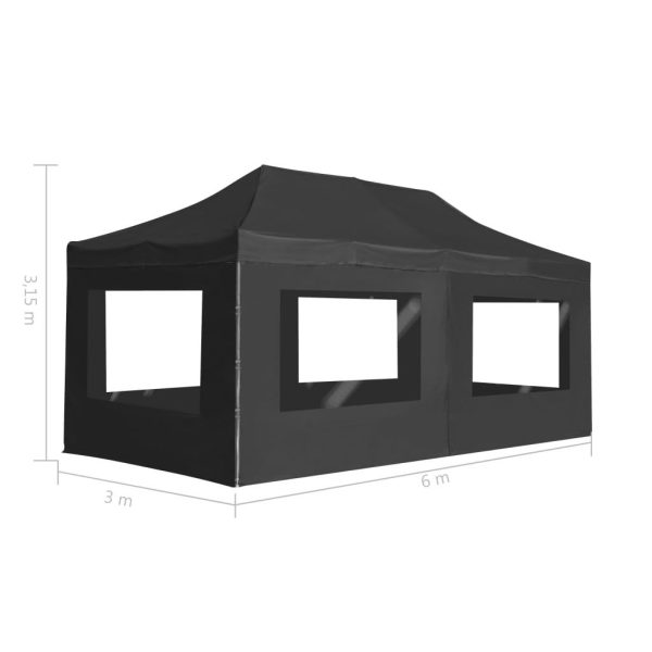 Professional Folding Party Tent with Walls Aluminium – 6×3 m, Anthracite