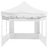 Professional Folding Party Tent with Walls Aluminium – 6×3 m, White