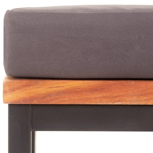 Footrest with Cushion 66x66x36 cm Solid Acacia Wood Dark Grey