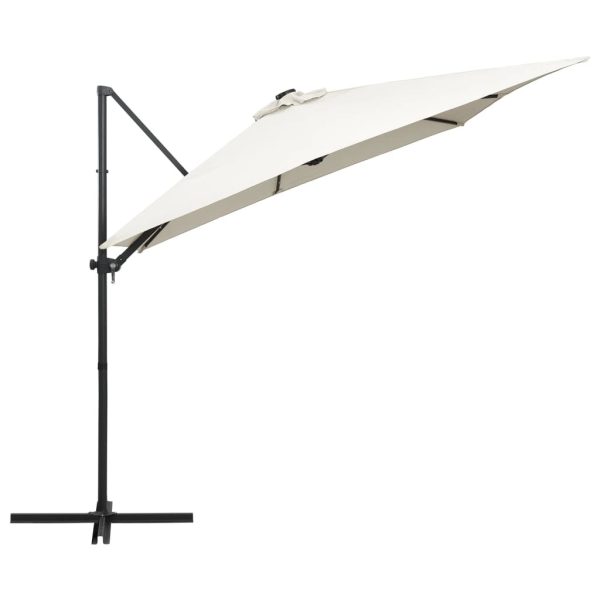 Cantilever Umbrella with LED lights and Steel Pole 250×250 cm – Sand