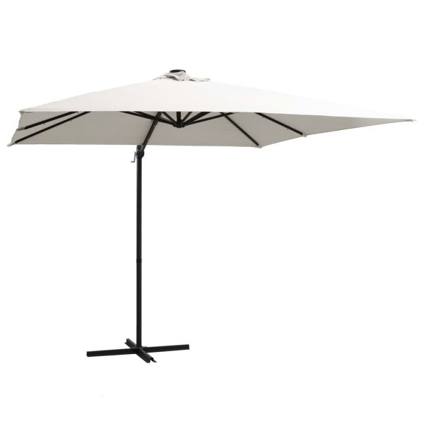 Cantilever Umbrella with LED lights and Steel Pole 250×250 cm – Sand