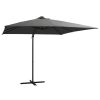 Cantilever Umbrella with LED lights and Steel Pole 250×250 cm – Anthracite