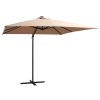 Cantilever Umbrella with LED lights and Steel Pole 250×250 cm – Taupe