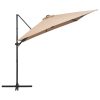 Cantilever Umbrella with LED lights and Steel Pole 250×250 cm – Taupe