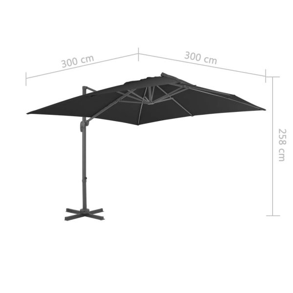 Cantilever Umbrella with Aluminium Pole – 300×300 cm, Black