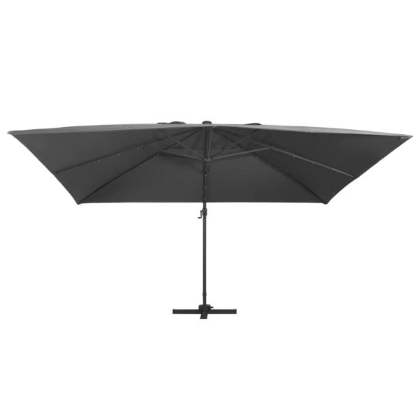 Cantilever Umbrella with LED Lights and Aluminium Pole 400×300 cm – Anthracite