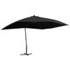 Hanging Parasol with Wooden Pole 400×300 cm – Black