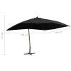 Hanging Parasol with Wooden Pole 400×300 cm – Black