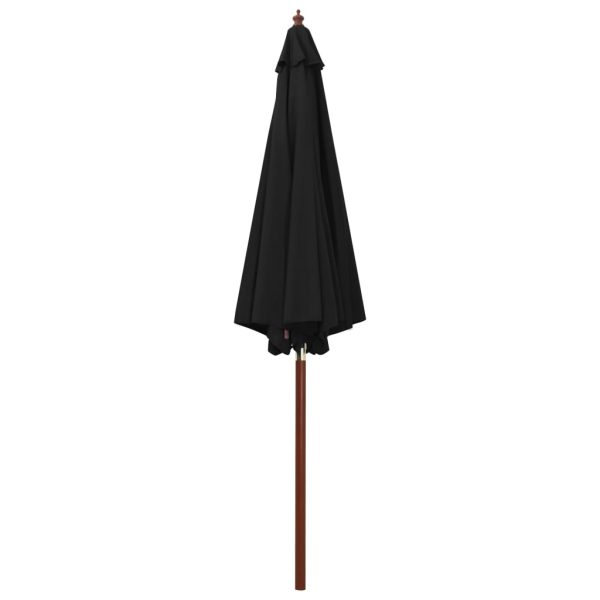 Parasol with Wooden Pole 300×258 cm – Black