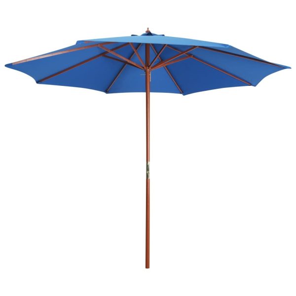 Parasol with Wooden Pole 300×258 cm – Blue