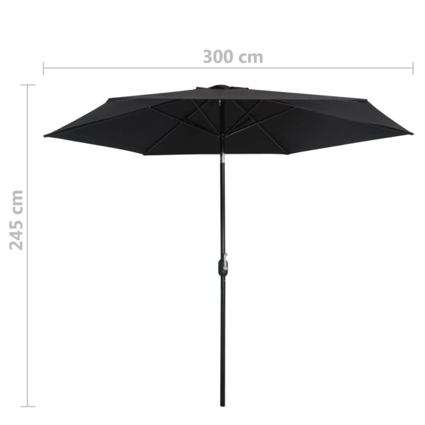 Outdoor Parasol with Metal Pole 300 cm – Black