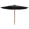 Outdoor Parasol with Wooden Pole 350 cm – Black