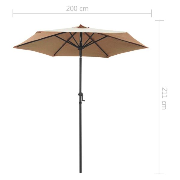 Parasol 200×211 cm Aluminium – Taupe