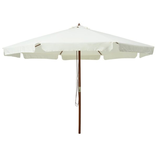 Outdoor Parasol with Wooden Pole 330 cm – Sand White