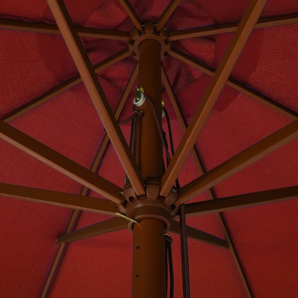 Outdoor Parasol with Wooden Pole 330 cm – Terracotta