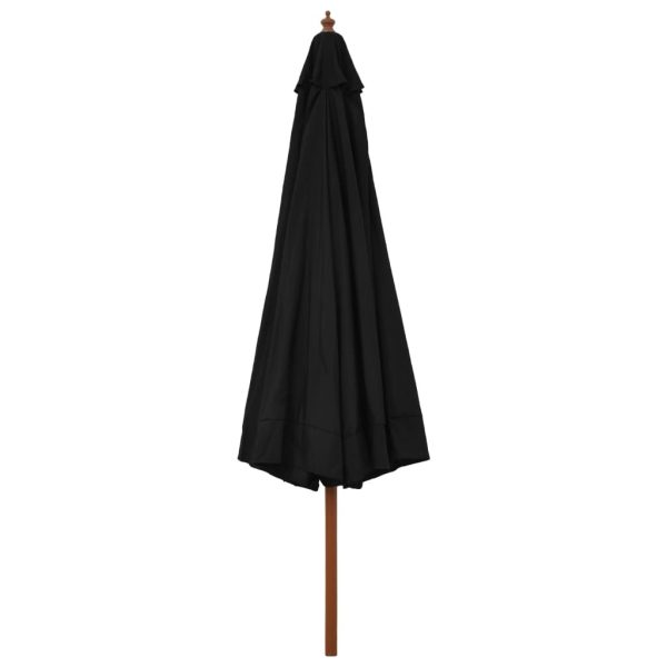 Outdoor Parasol with Wooden Pole 330 cm – Black