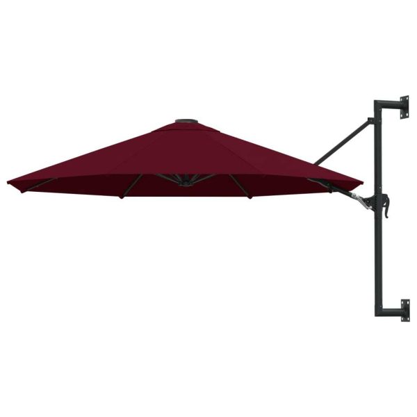 Wall-Mounted Parasol with Metal Pole 300 cm – Burgundy