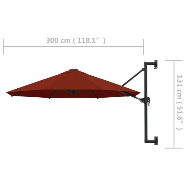 Wall-Mounted Parasol with Metal Pole 300 cm – Terracotta